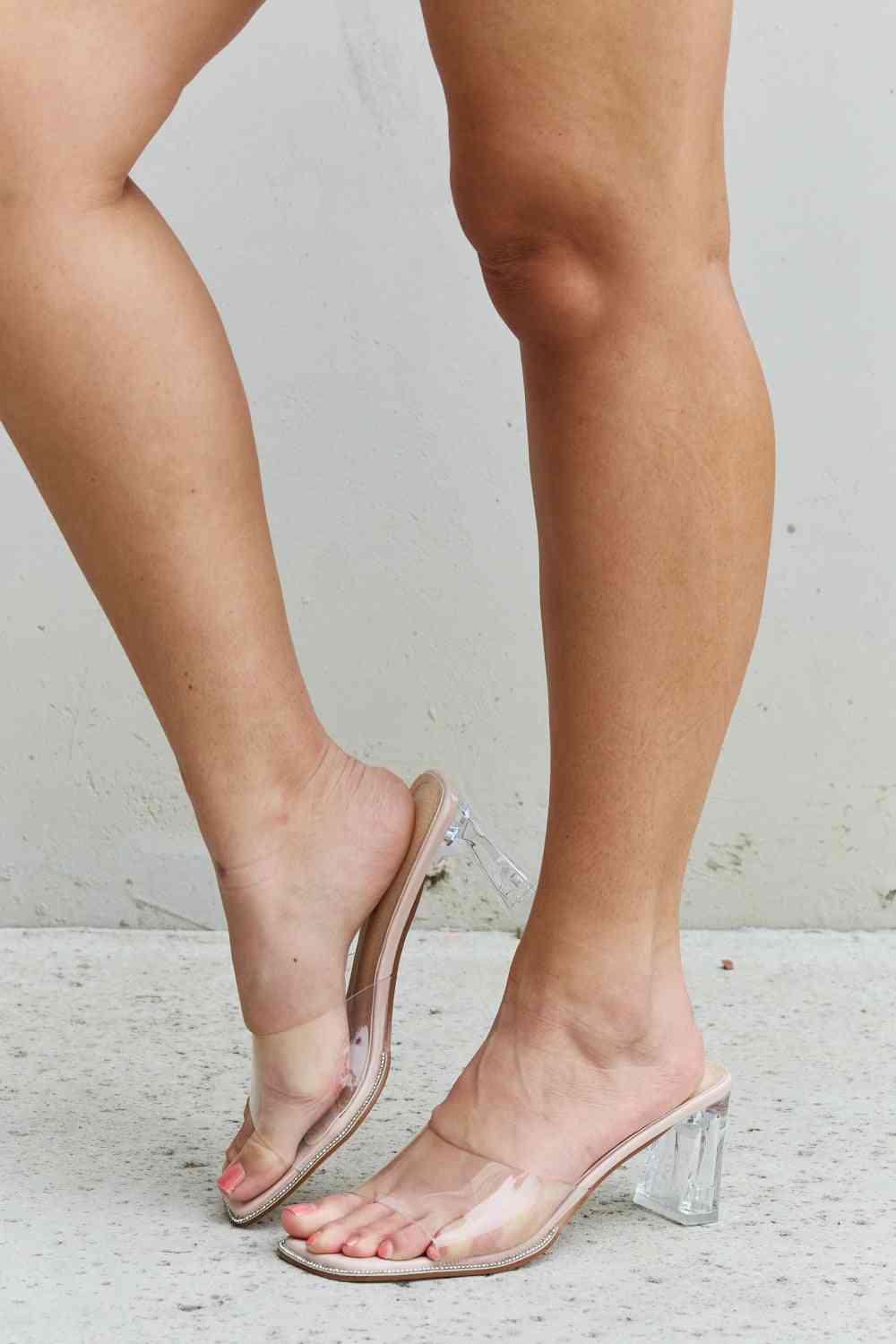 DDK Make Myself Clear Mule Block Heels - shoes - Nude - Bella Bourget