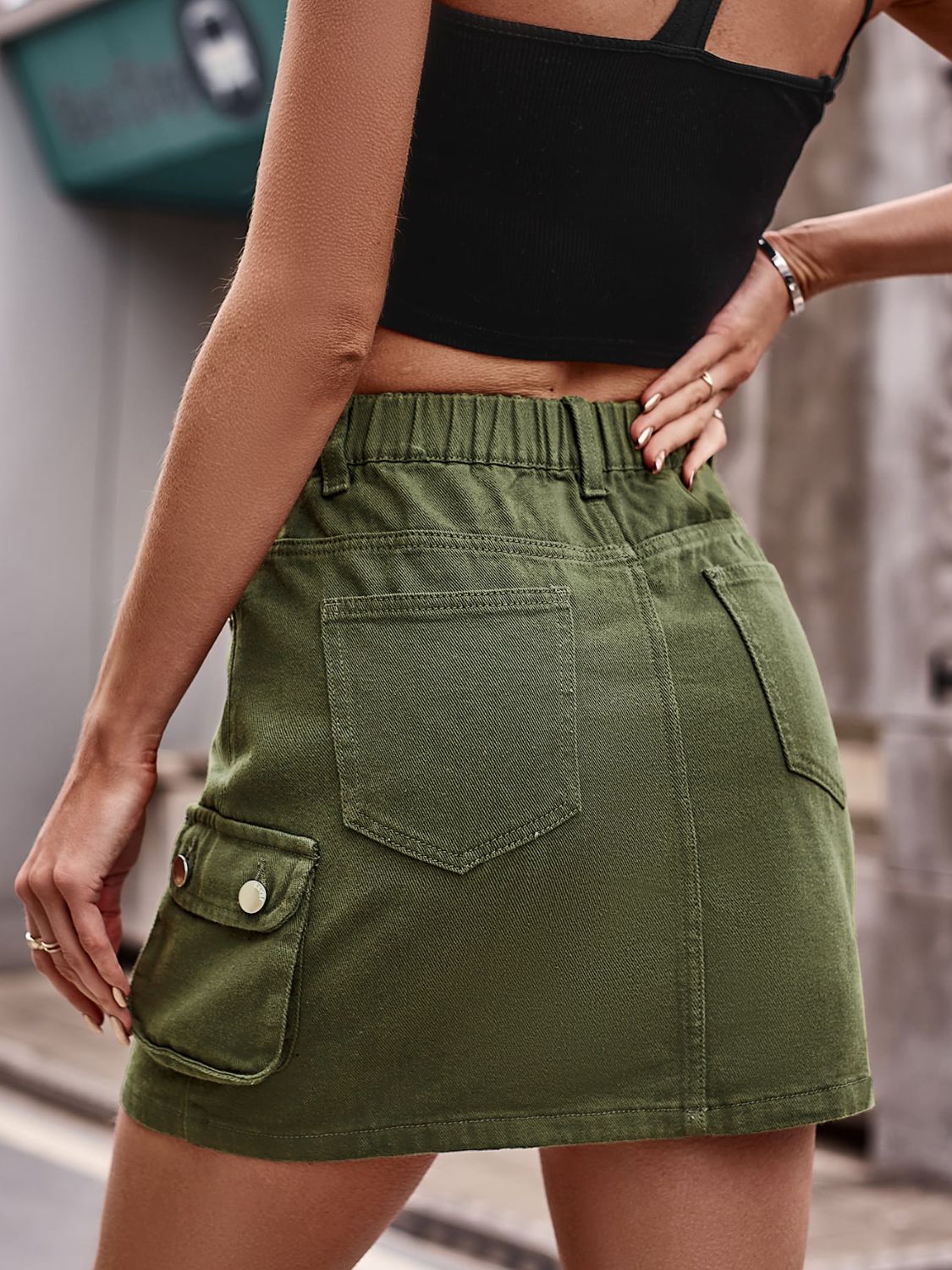 Mini Skirt with Pockets - Skirt - Army Green - Bella Bourget