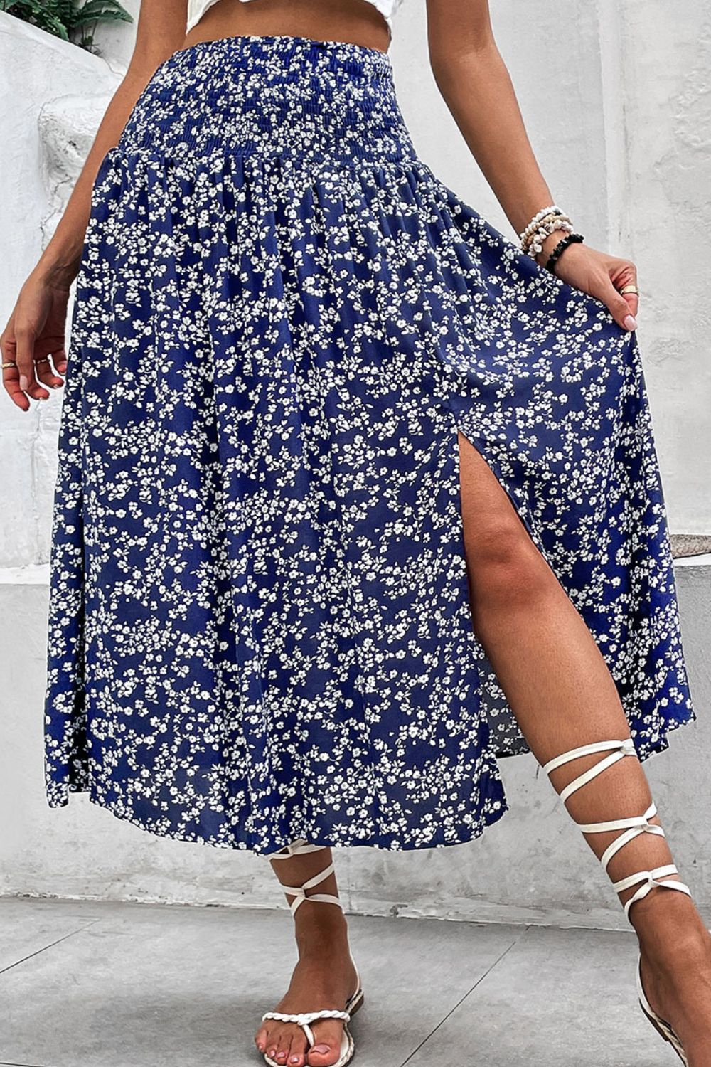 Ditsy Floral Slit High Waist Skirt - Skirt - Floral - Bella Bourget