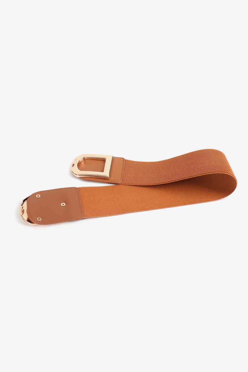 Double D Buckle Elastic Belt - belt - Caramel - Bella Bourget