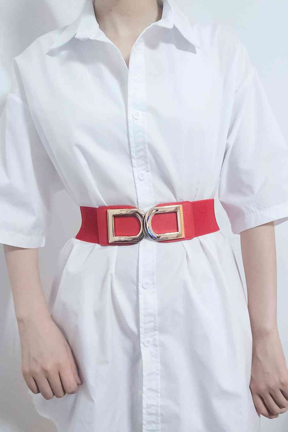 Double D Buckle Elastic Belt - belt - Black - Bella Bourget