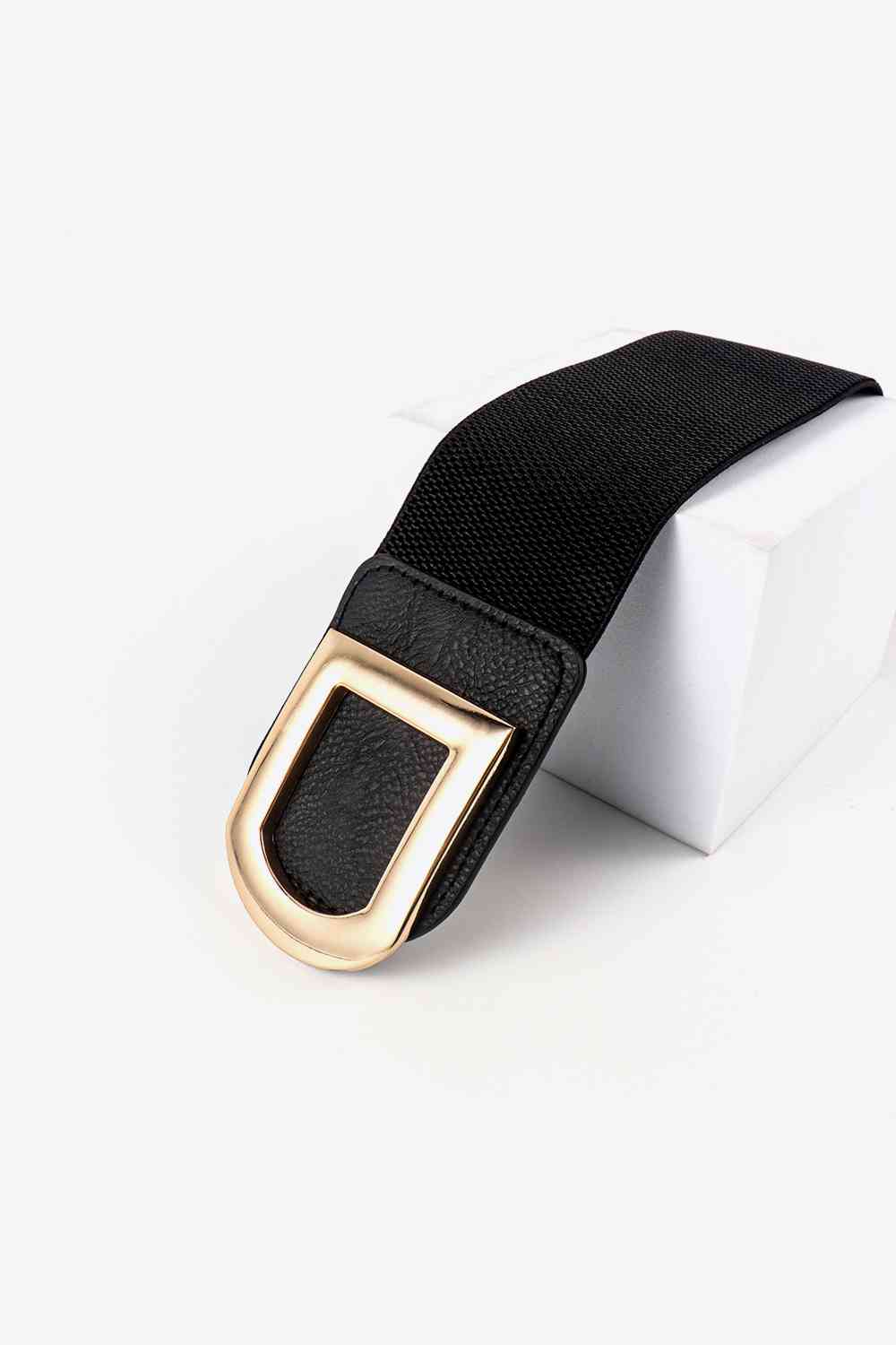 Double D Buckle Elastic Belt - belt - Black - Bella Bourget