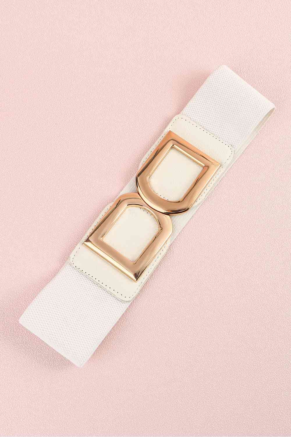 Double D Buckle Elastic Belt - belt - White - Bella Bourget