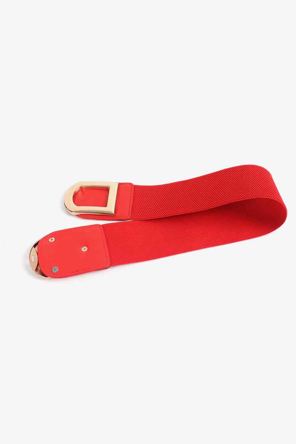 Double D Buckle Elastic Belt - belt - Red - Bella Bourget