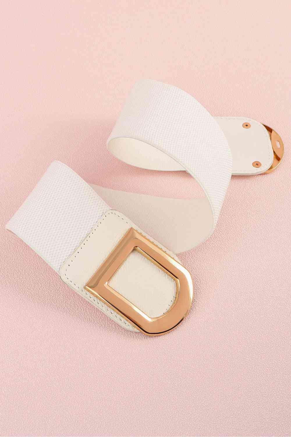 Double D Buckle Elastic Belt - belt - White - Bella Bourget