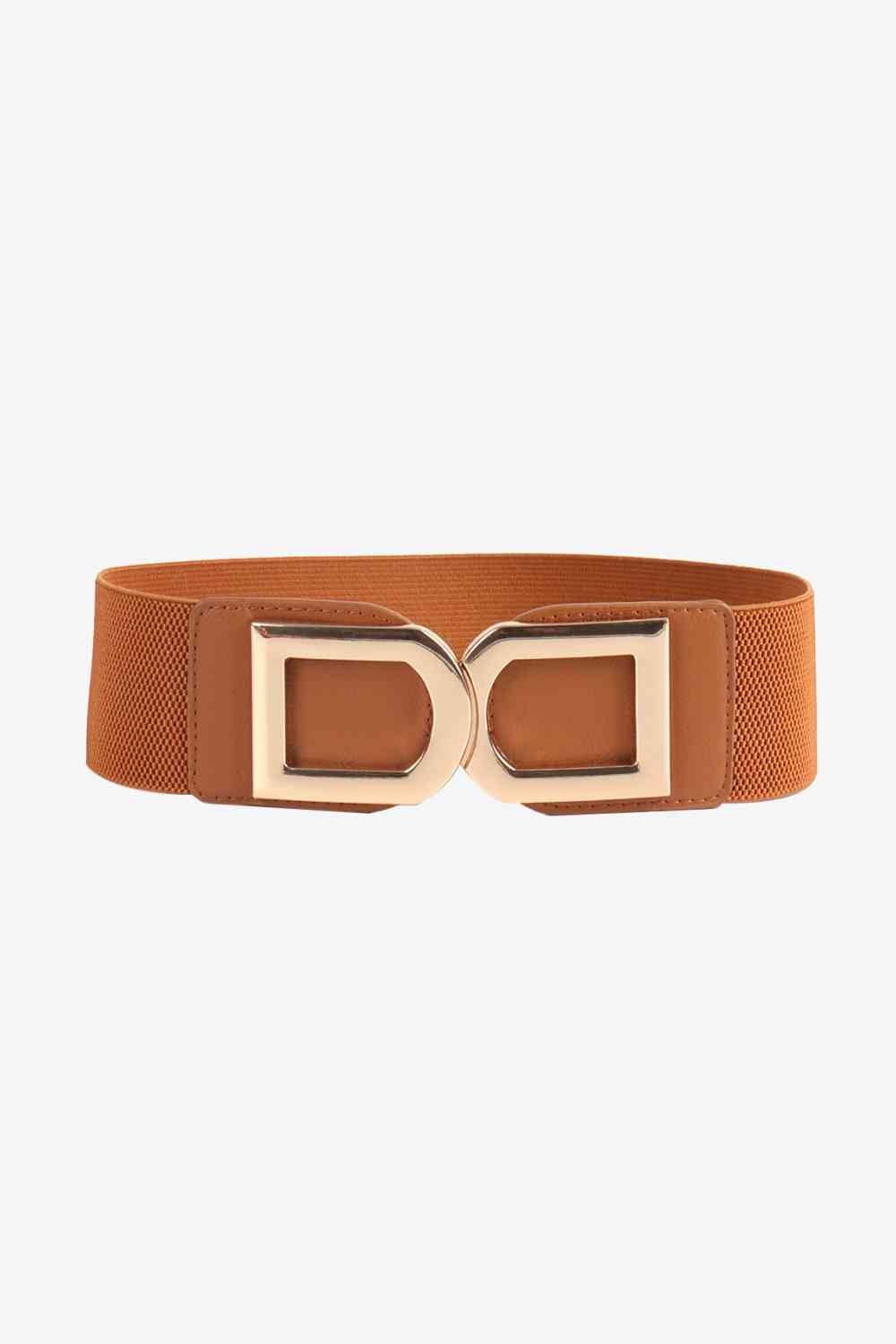 Double D Buckle Elastic Belt - belt - Caramel - Bella Bourget