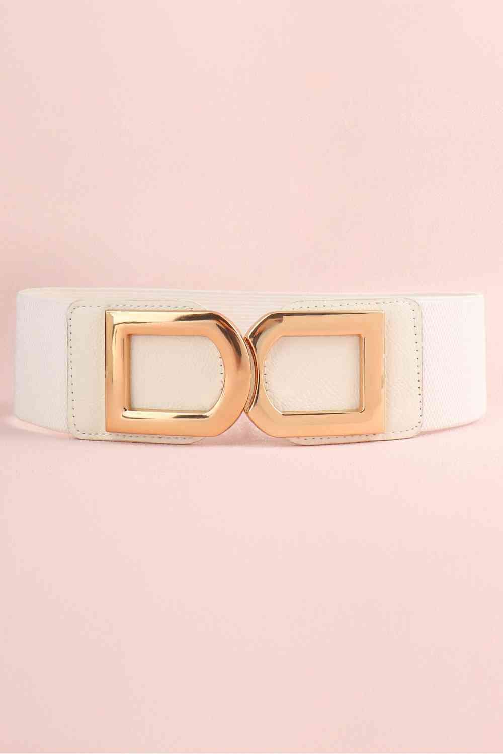 Double D Buckle Elastic Belt - belt - White - Bella Bourget