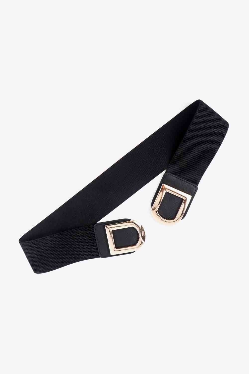 Double D Buckle Elastic Belt - belt - Black - Bella Bourget