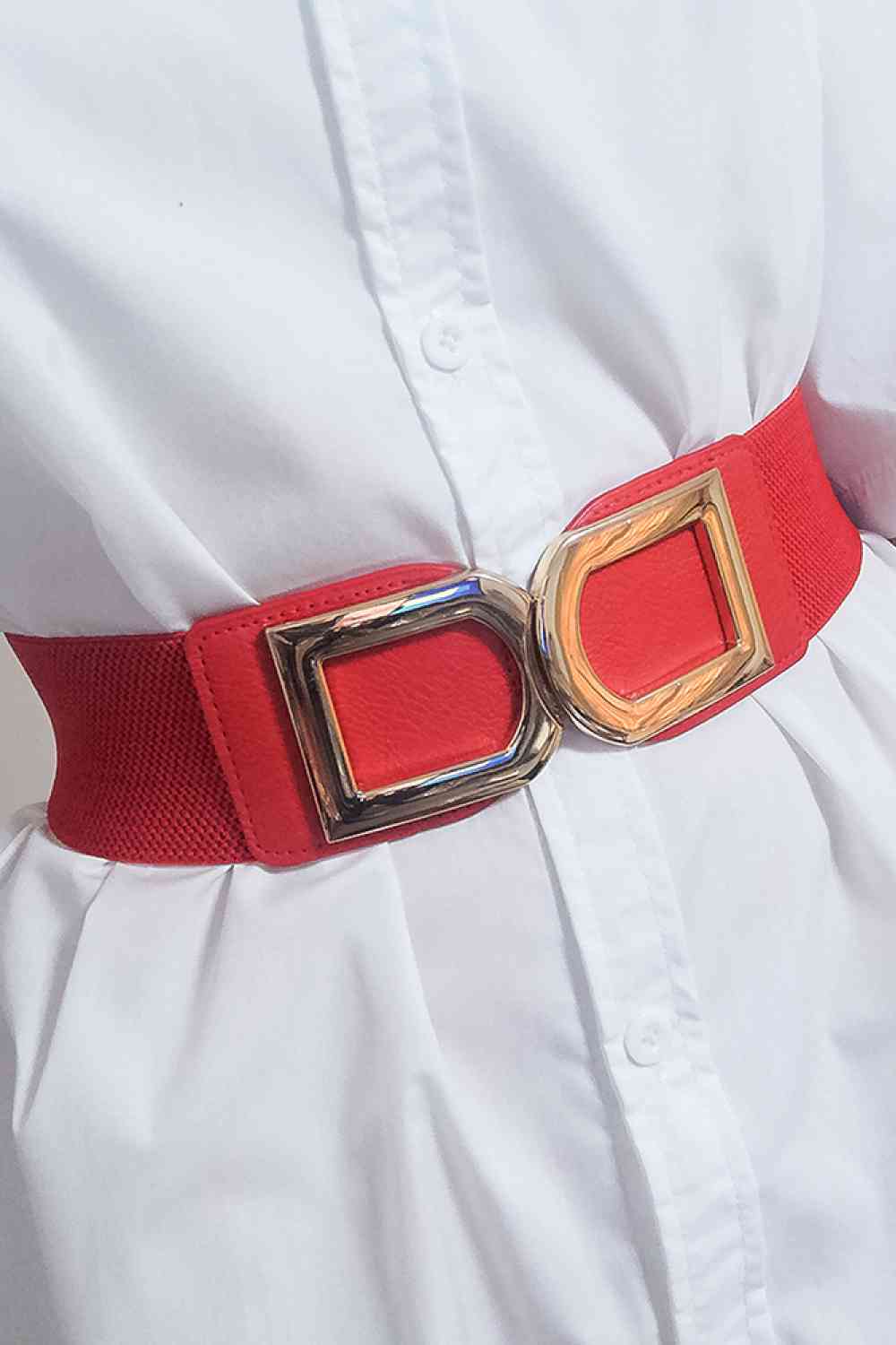 Double D Buckle Elastic Belt - belt - Black - Bella Bourget