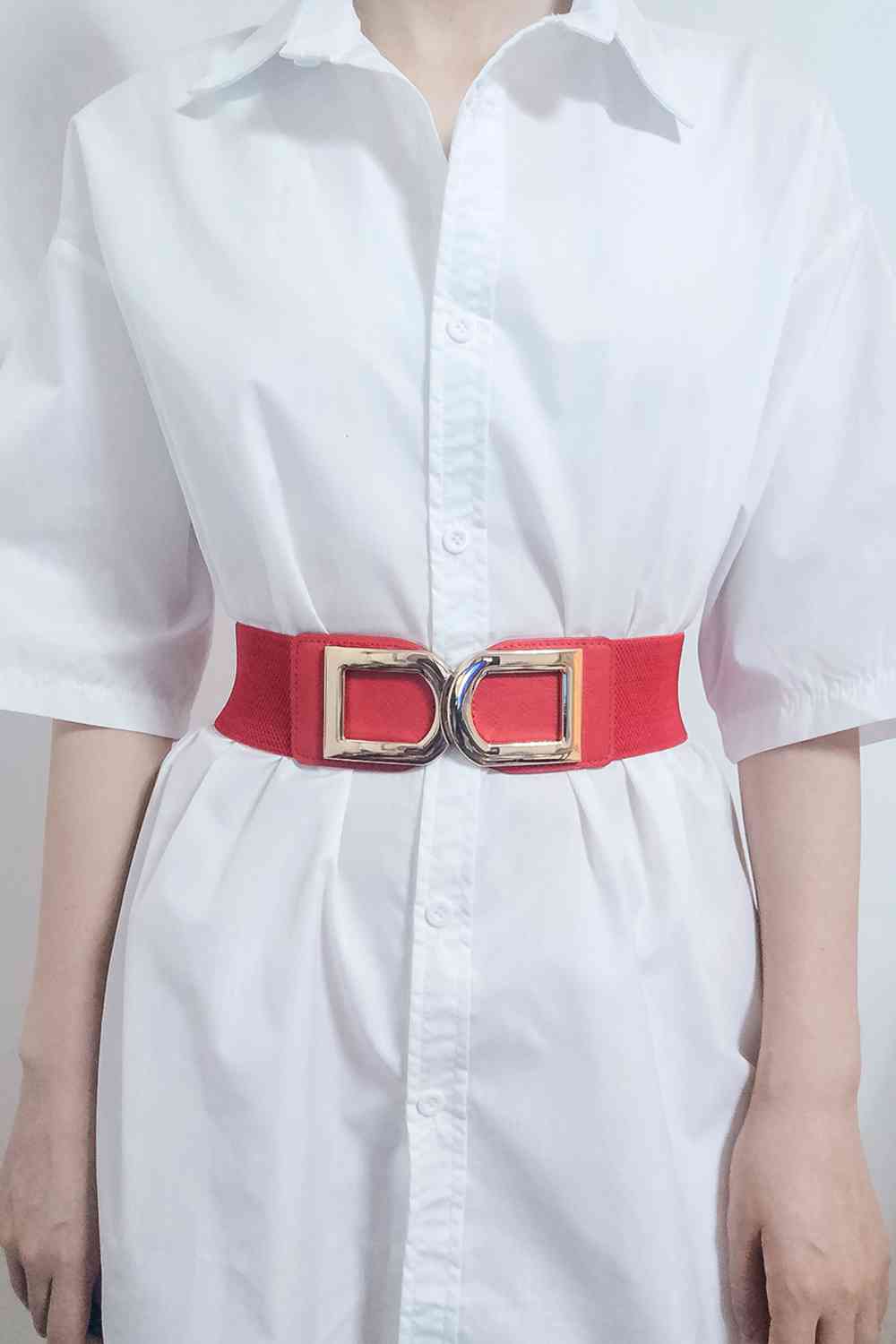 Double D Buckle Elastic Belt - belt - Black - Bella Bourget