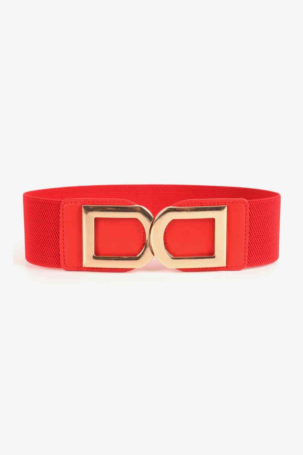 Double D Buckle Elastic Belt - belt - Red - Bella Bourget