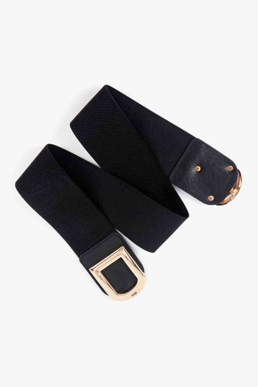 Double D Buckle Elastic Belt - belt - Black - Bella Bourget