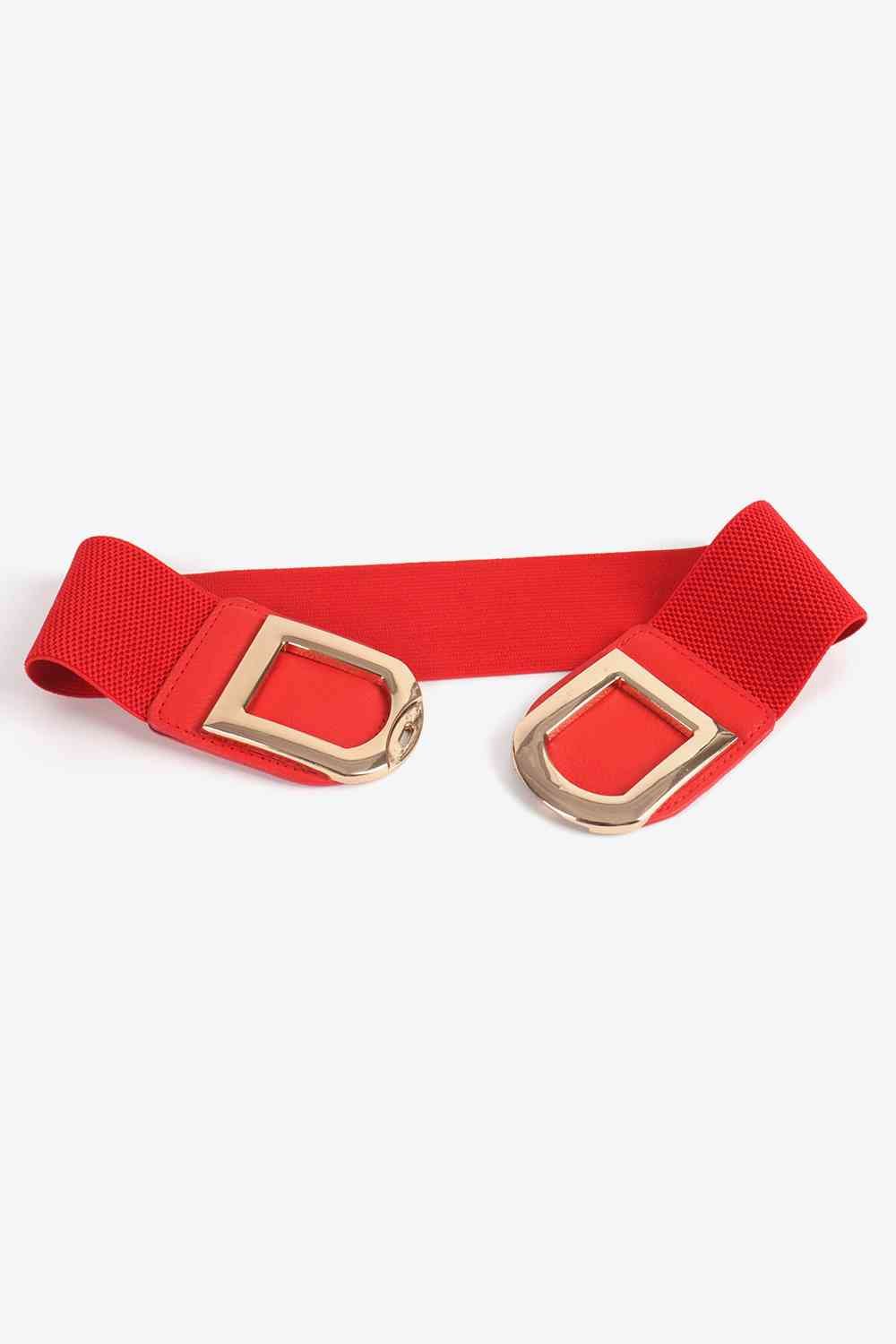 Double D Buckle Elastic Belt - belt - Red - Bella Bourget