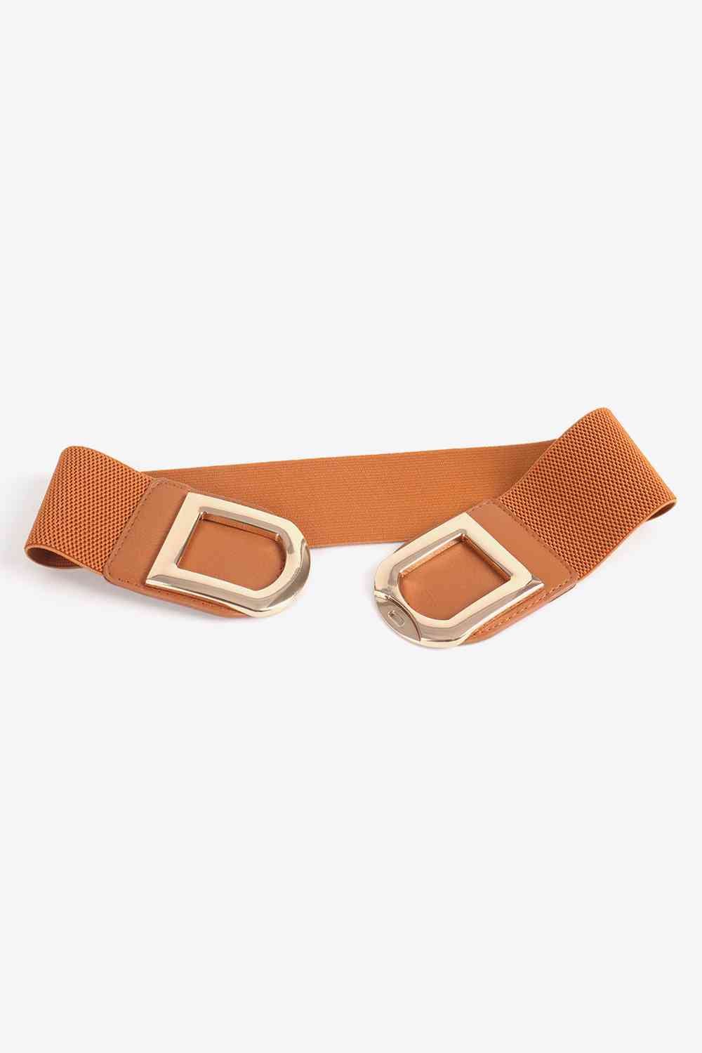 Double D Buckle Elastic Belt - belt - Caramel - Bella Bourget