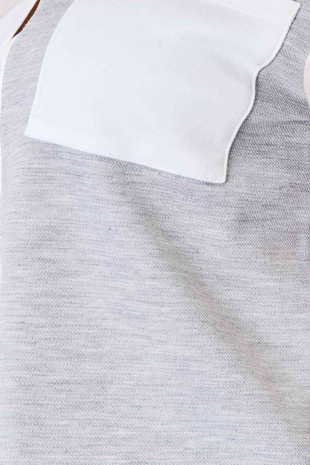 Double Take Color Block Curved Hem Shirt - Shirt - Light Gray - Bella Bourget