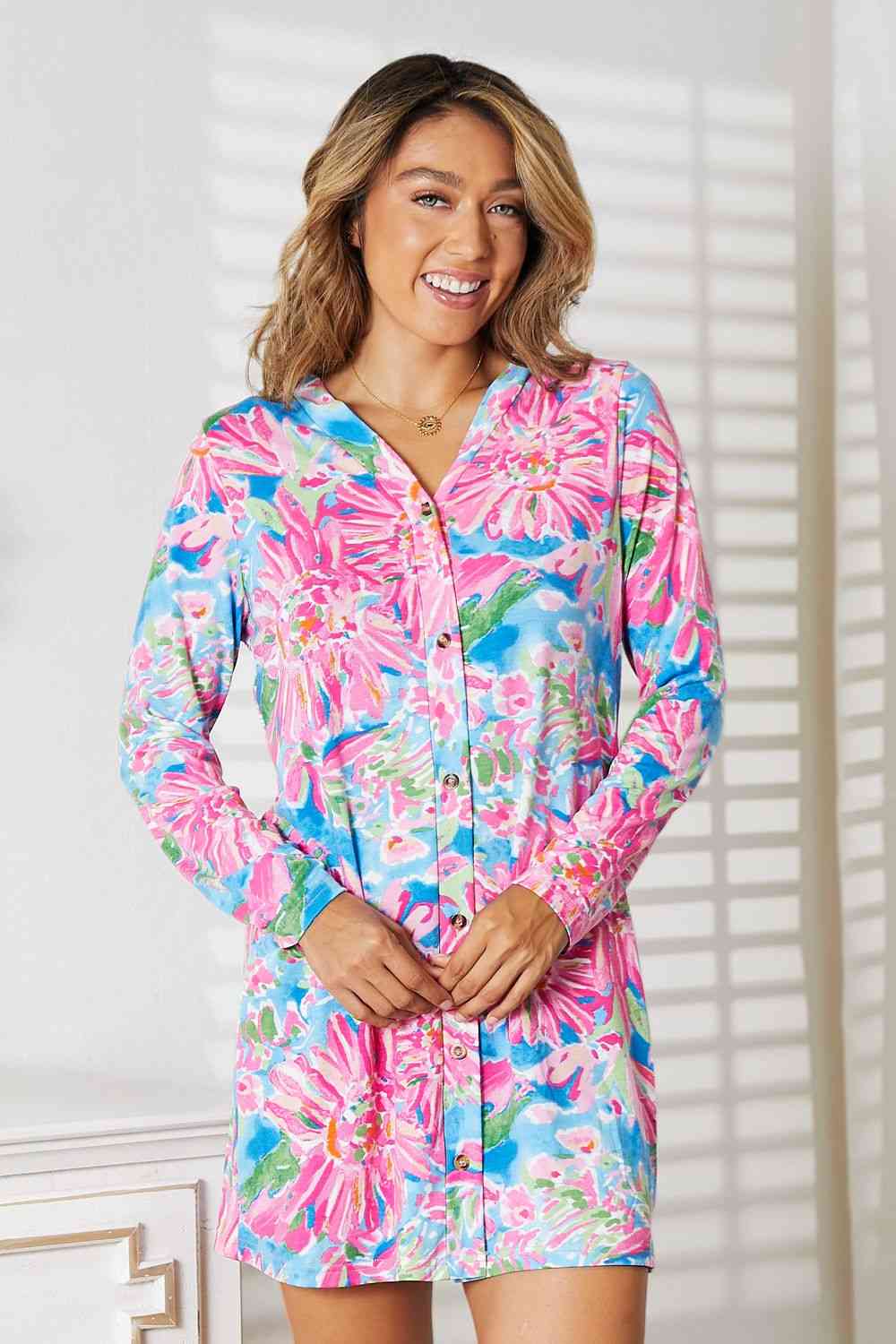 Double Take Floral Open Front Long Sleeve Cardigan - Cardigan - Floral - Bella Bourget