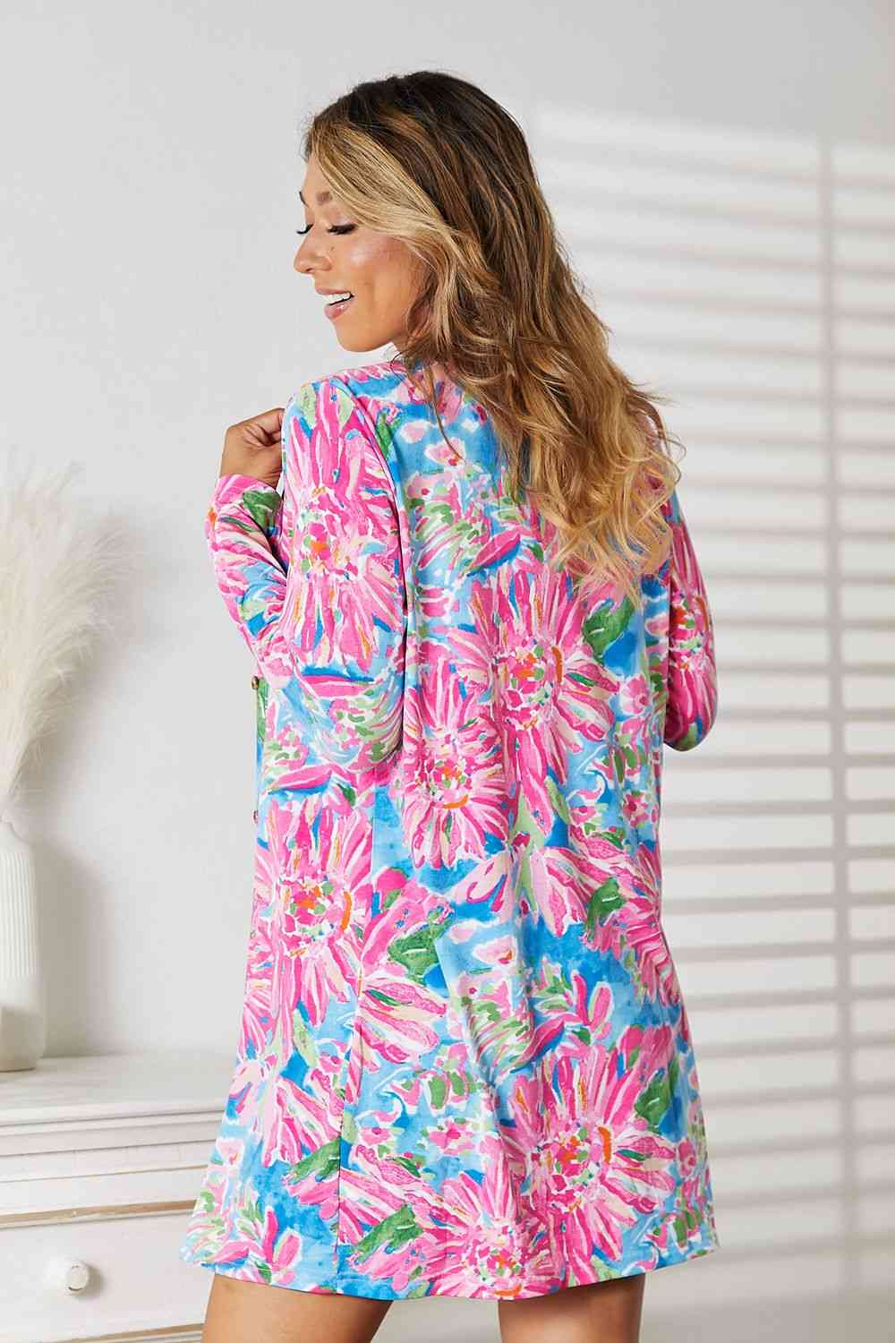 Double Take Floral Open Front Long Sleeve Cardigan - Cardigan - Floral - Bella Bourget