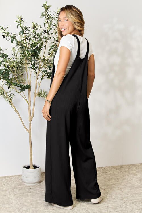 Double Take Full Size Wide Strap Overall with Pockets - Overalls - Black - Bella Bourget