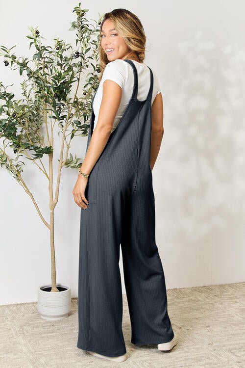 Double Take Full Size Wide Strap Overall with Pockets - Overalls - Cloudy Blue - Bella Bourget