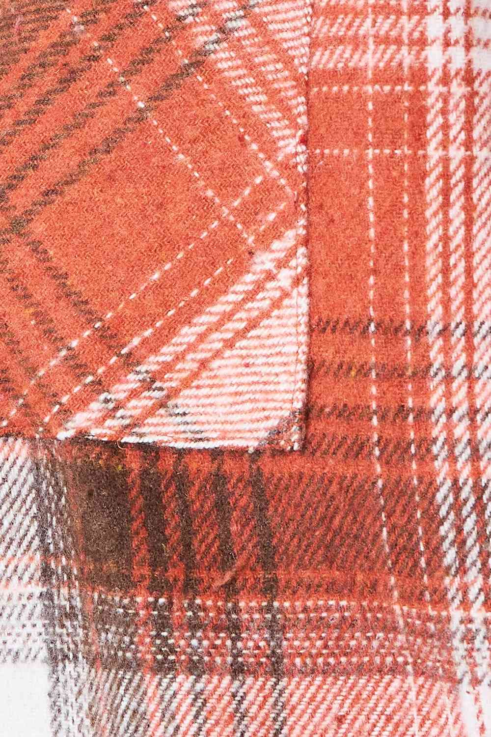 Double Take Plaid Collared Neck Long Sleeve Shirt - Shirt - Ochre - Bella Bourget