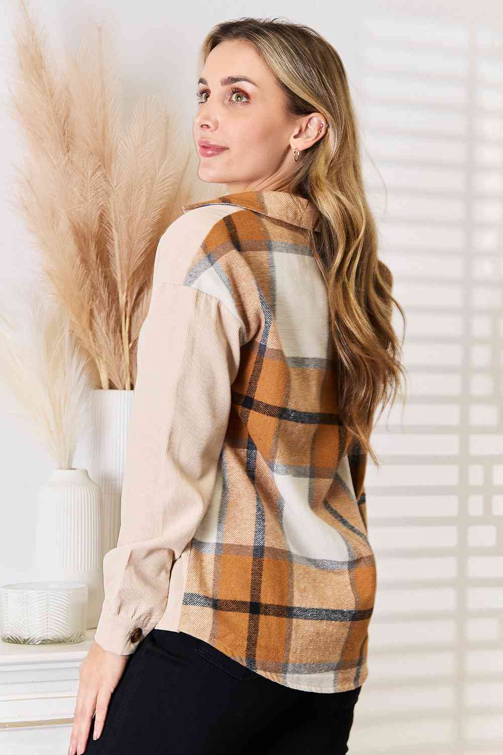 Double Take Plaid Print Dropped Shoulder Shirt - Shirt - Plaid - Bella Bourget