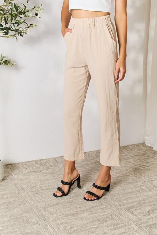 Double Take Pull - On Pants with Pockets - Pants - Khaki - Bella Bourget