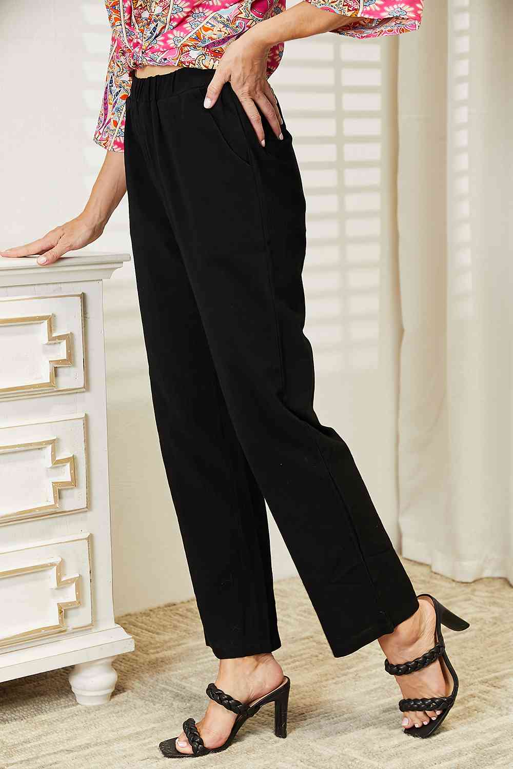 Double Take Pull - On Pants with Pockets - TikTok - Black - Bella Bourget