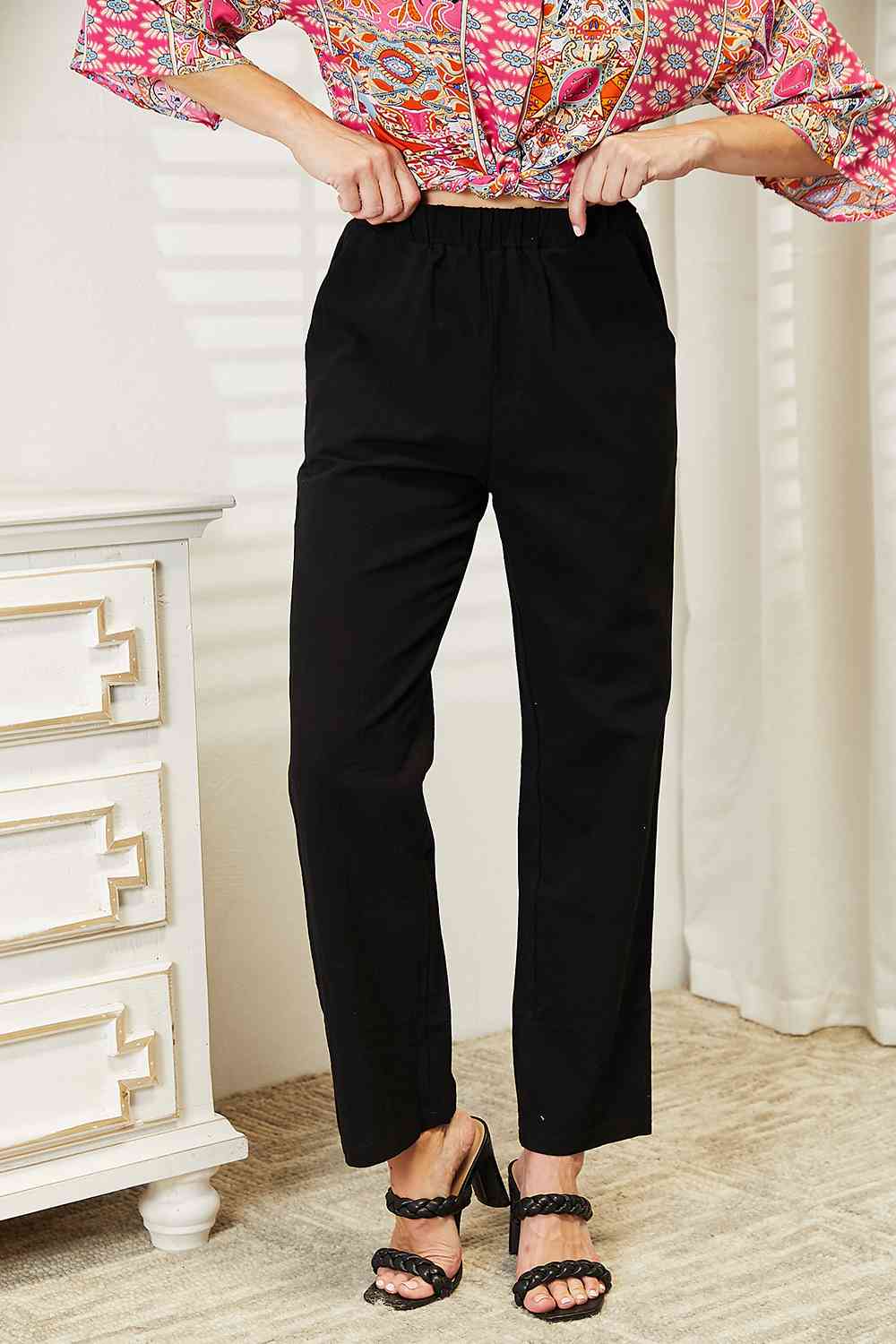 Double Take Pull - On Pants with Pockets - TikTok - Black - Bella Bourget