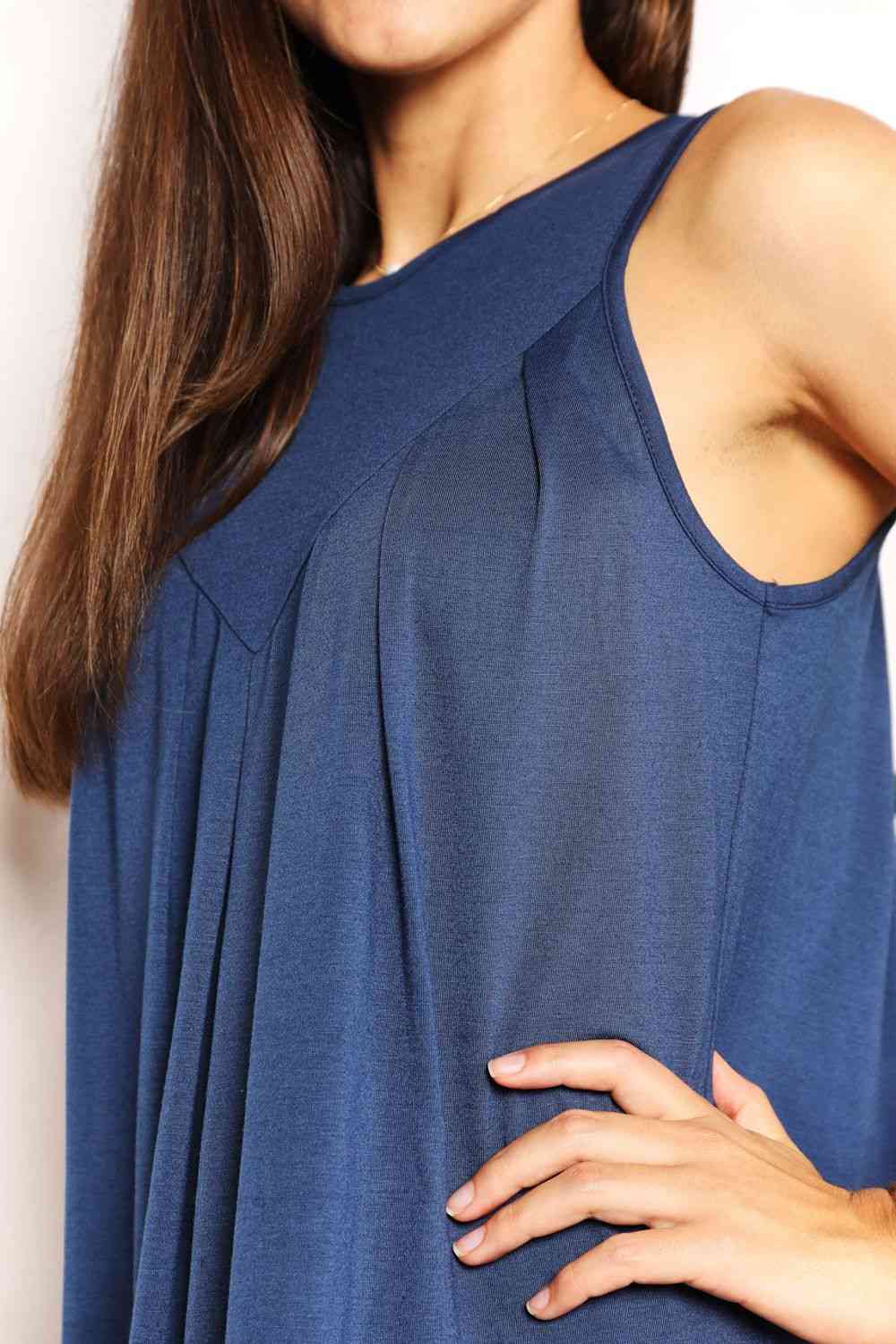 Double Take Round Neck Sleeveless Mini Dress - Dress - Navy - Bella Bourget