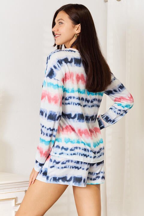 Double Take Tie - Dye Dropped Shoulder Lounge Set - TikTok - Multicolor - Bella Bourget