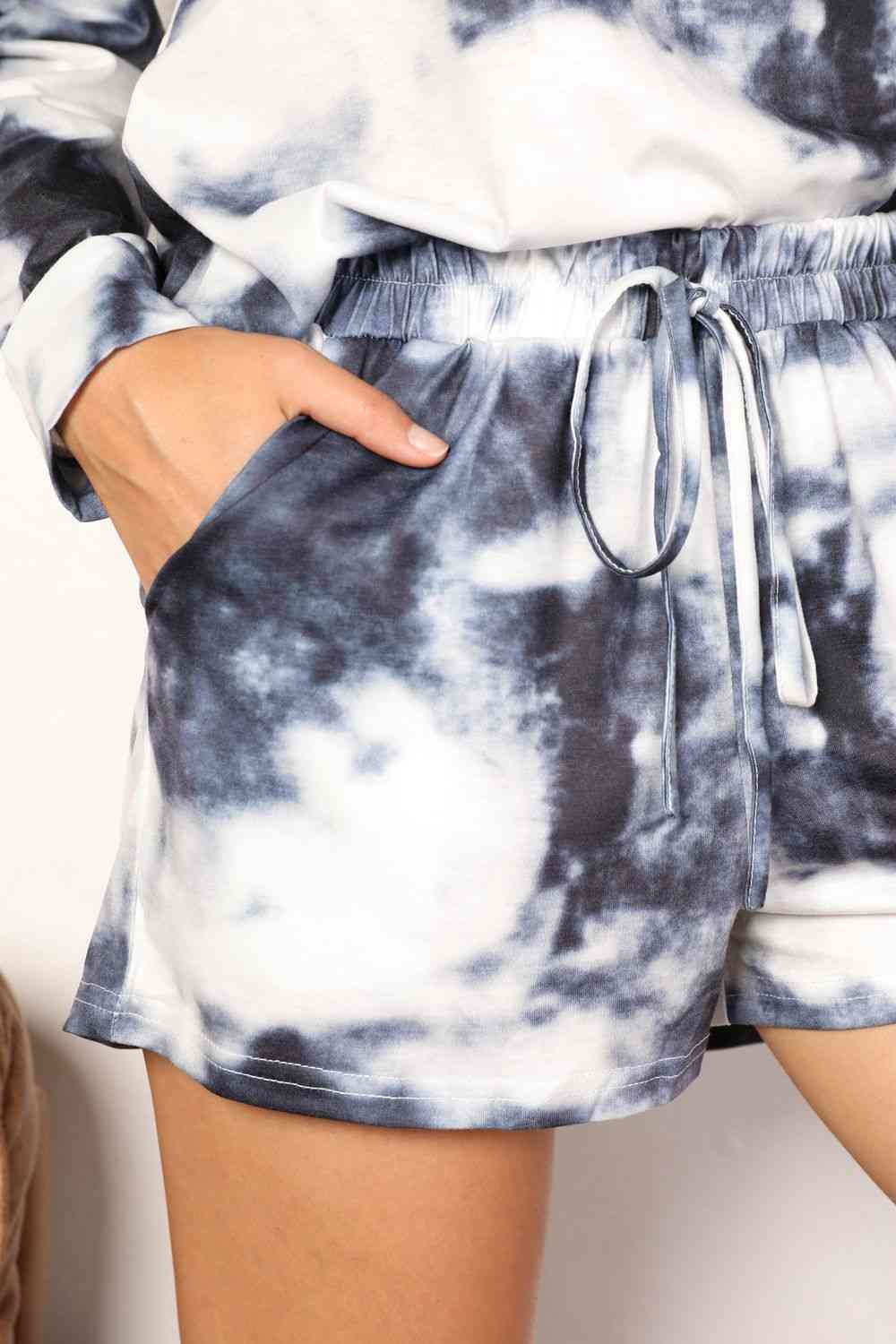 Double Take Tie - Dye Round Neck Top and Shorts Lounge Set - TikTok - Charcoal - Bella Bourget