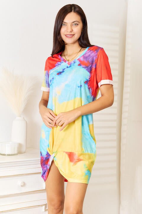 Double Take Tie - Dye V - Neck Twisted Dress - TikTok - Multicolor - Bella Bourget