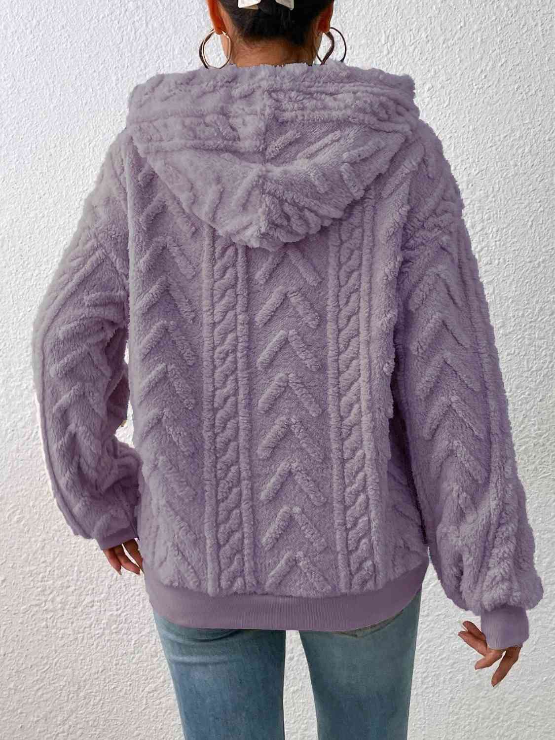 Drawstring Long Sleeve Hoodie - Hoodie - Lilac - Bella Bourget