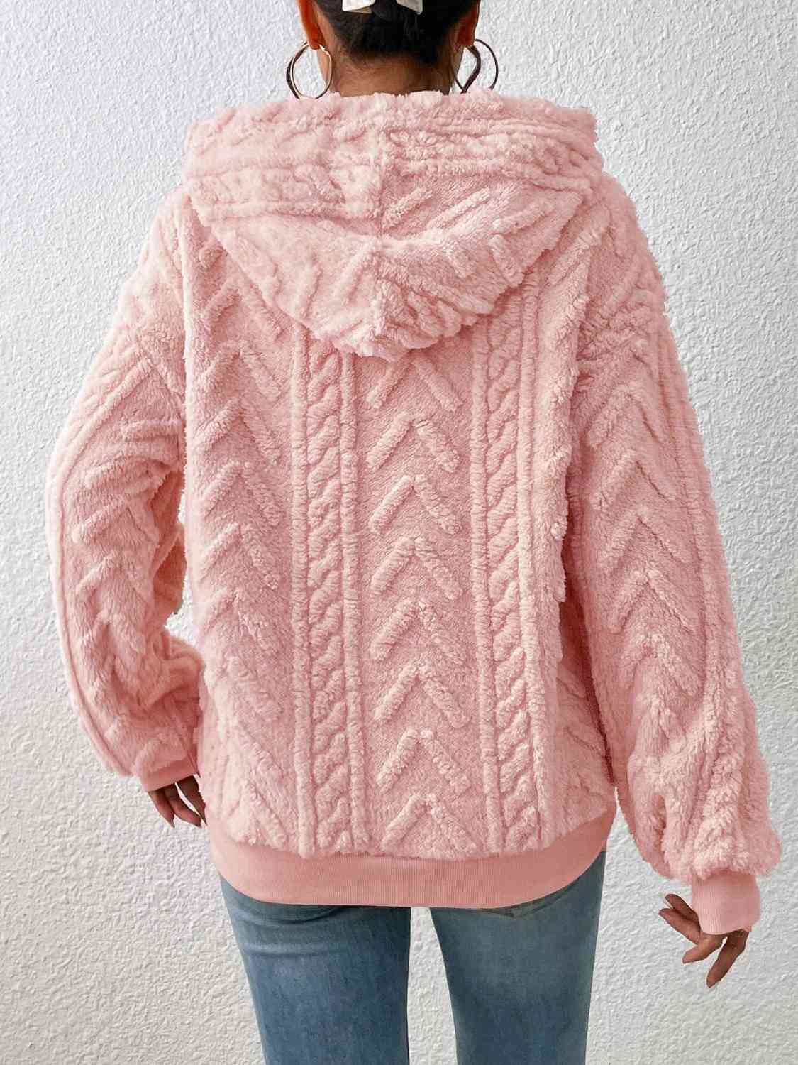 Drawstring Long Sleeve Hoodie - Hoodie - Peach - Bella Bourget