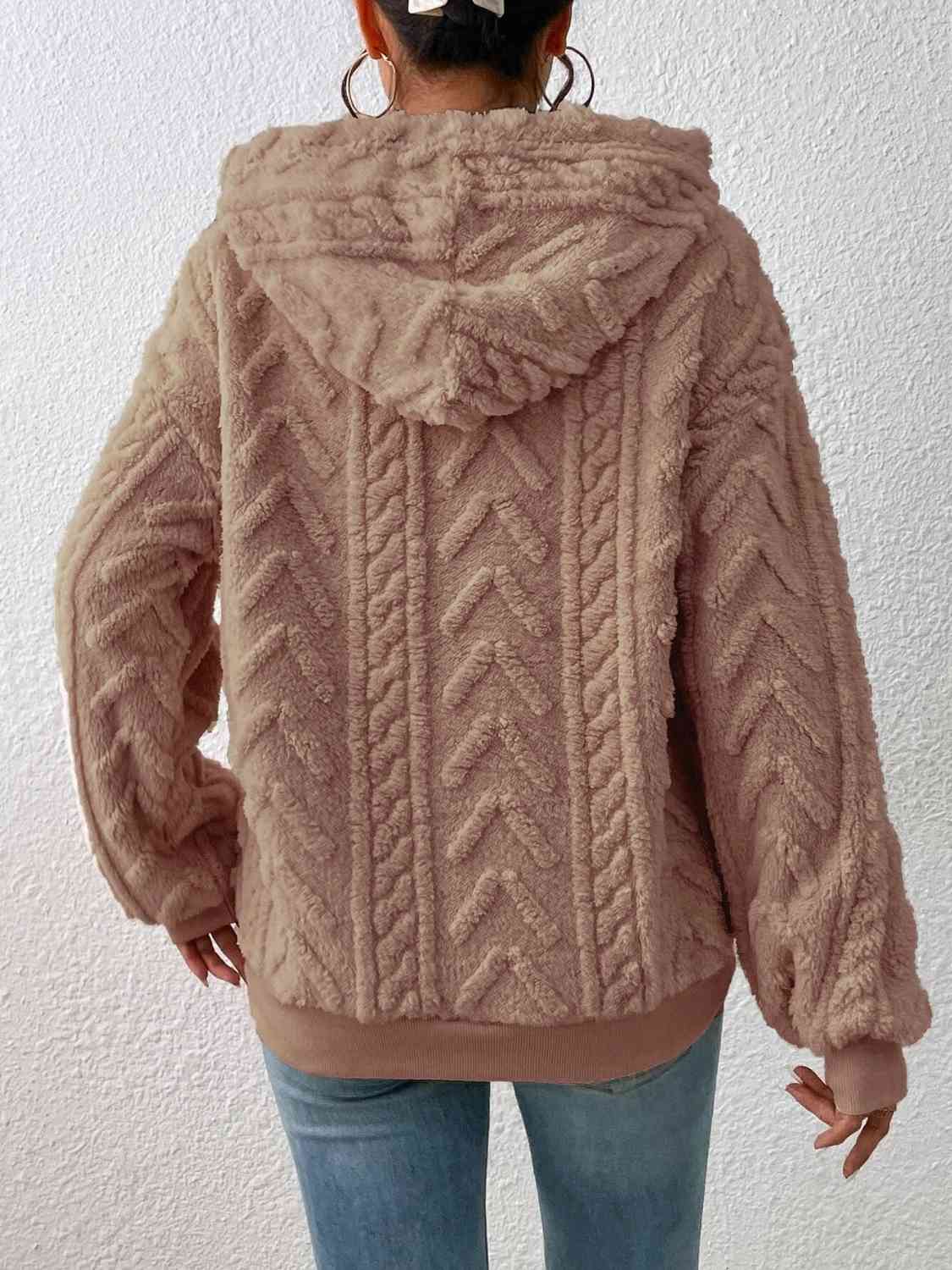 Drawstring Long Sleeve Hoodie - Hoodie - Camel - Bella Bourget