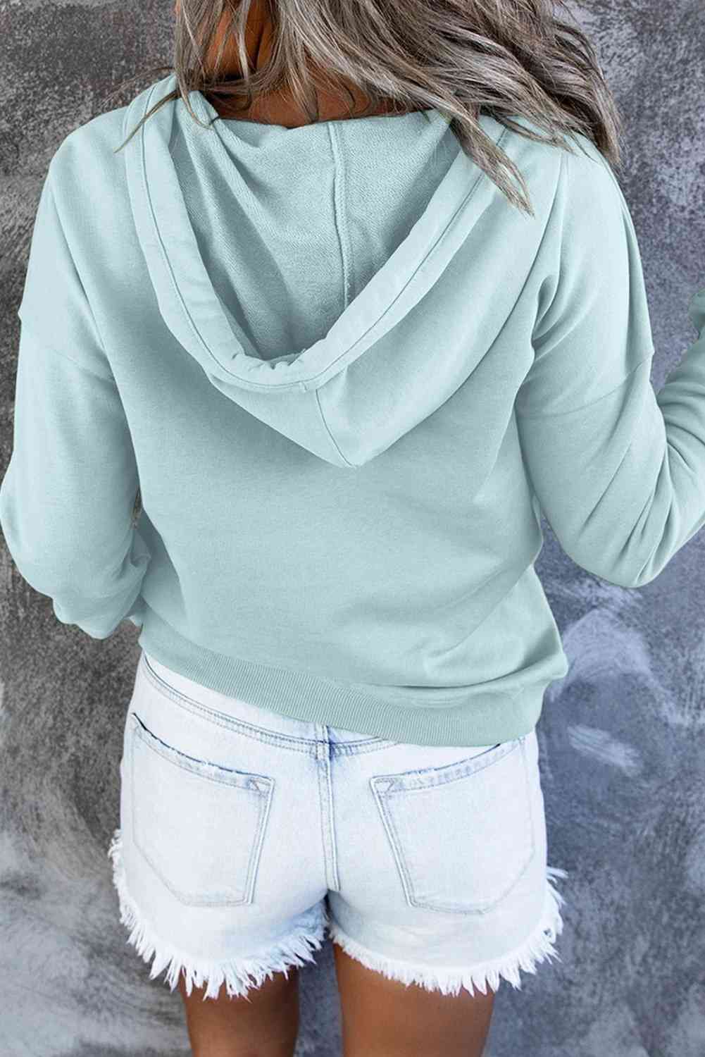 Dropped Shoulder Long Sleeve Hoodie with Pocket - Hoodie - Lilac - Bella Bourget