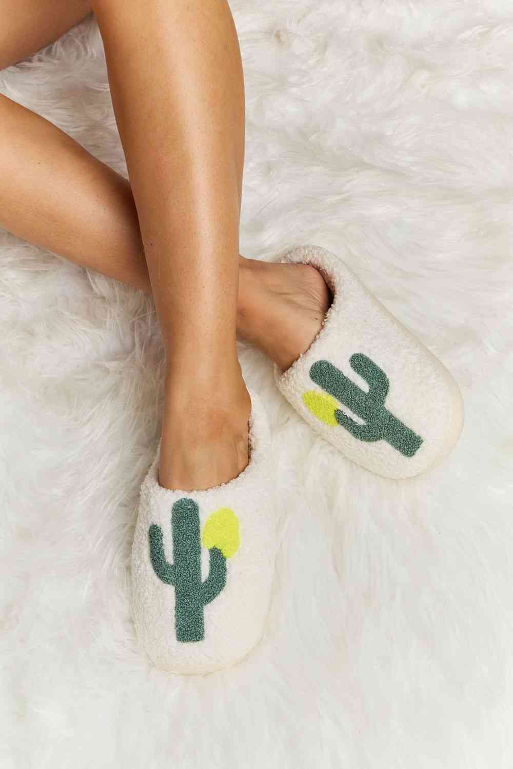 Melody Cactus Plush Slide Slippers - shoes - Ivory - Bella Bourget