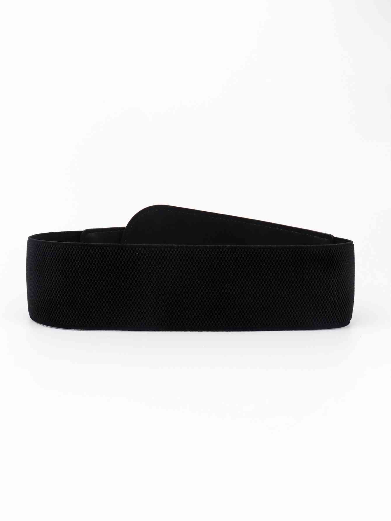 Elastic Wide Belt with Alloy Buckle - belt - Black - Bella Bourget