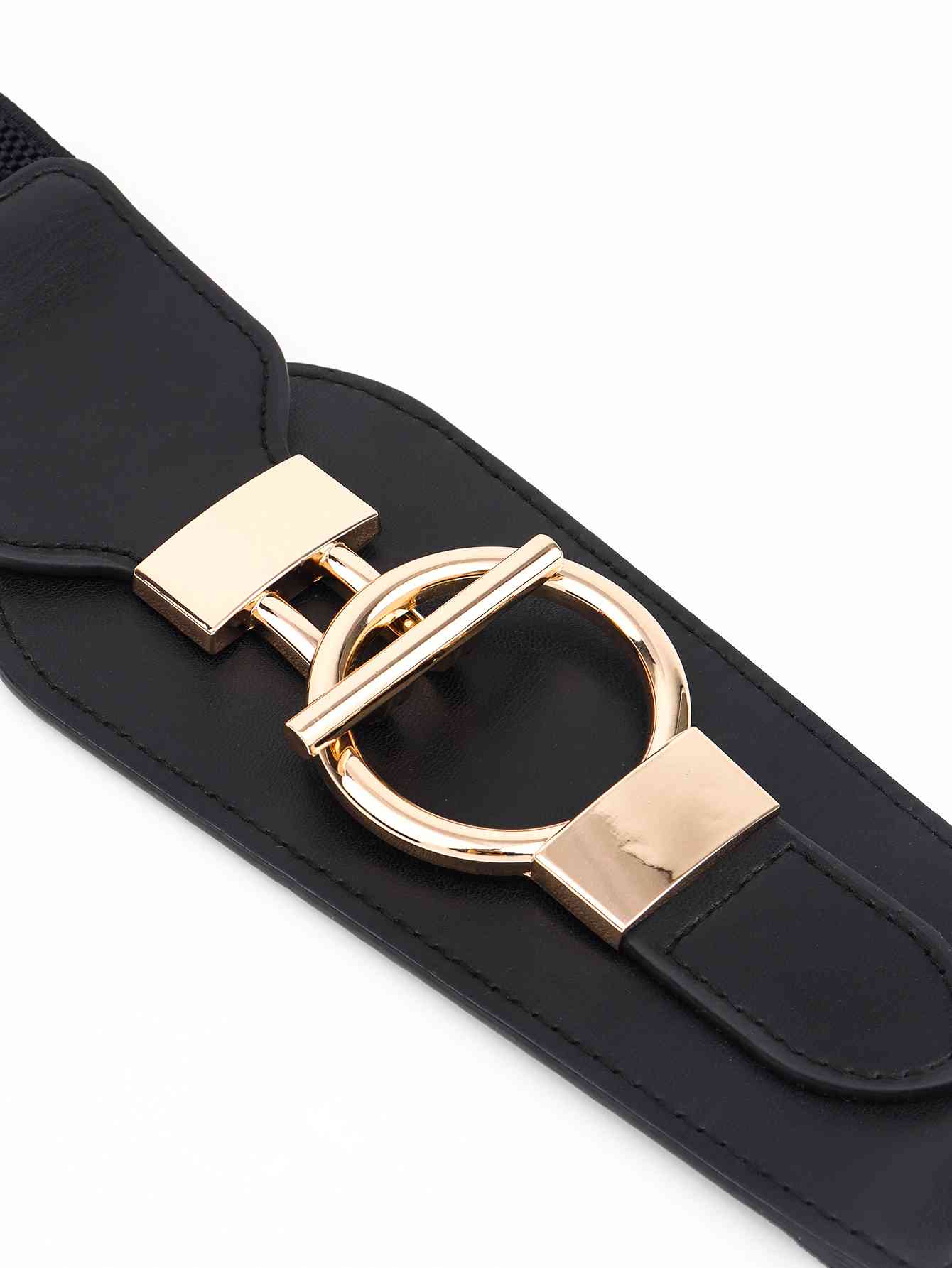 Elastic Wide Belt with Alloy Buckle - belt - Black - Bella Bourget