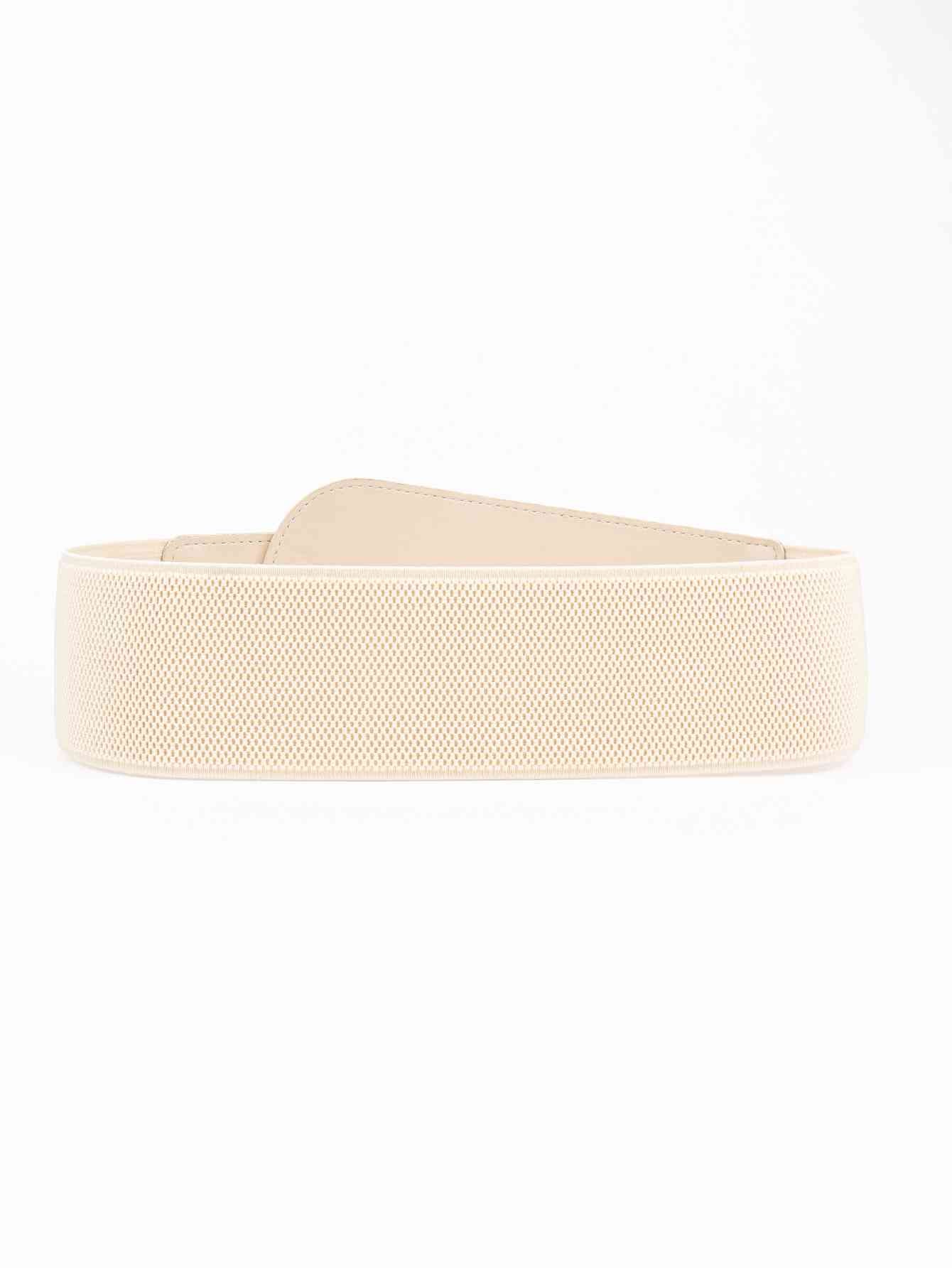 Elastic Wide Belt with Alloy Buckle - belt - Cream - Bella Bourget