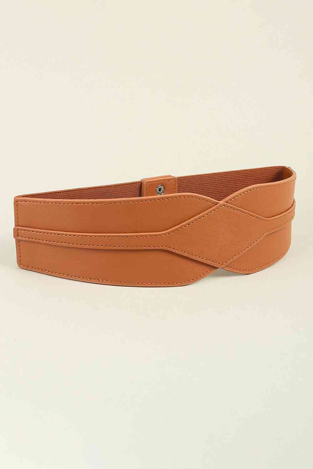 Elastic Wide Faux Leather Belt - belt - Ochre - Bella Bourget