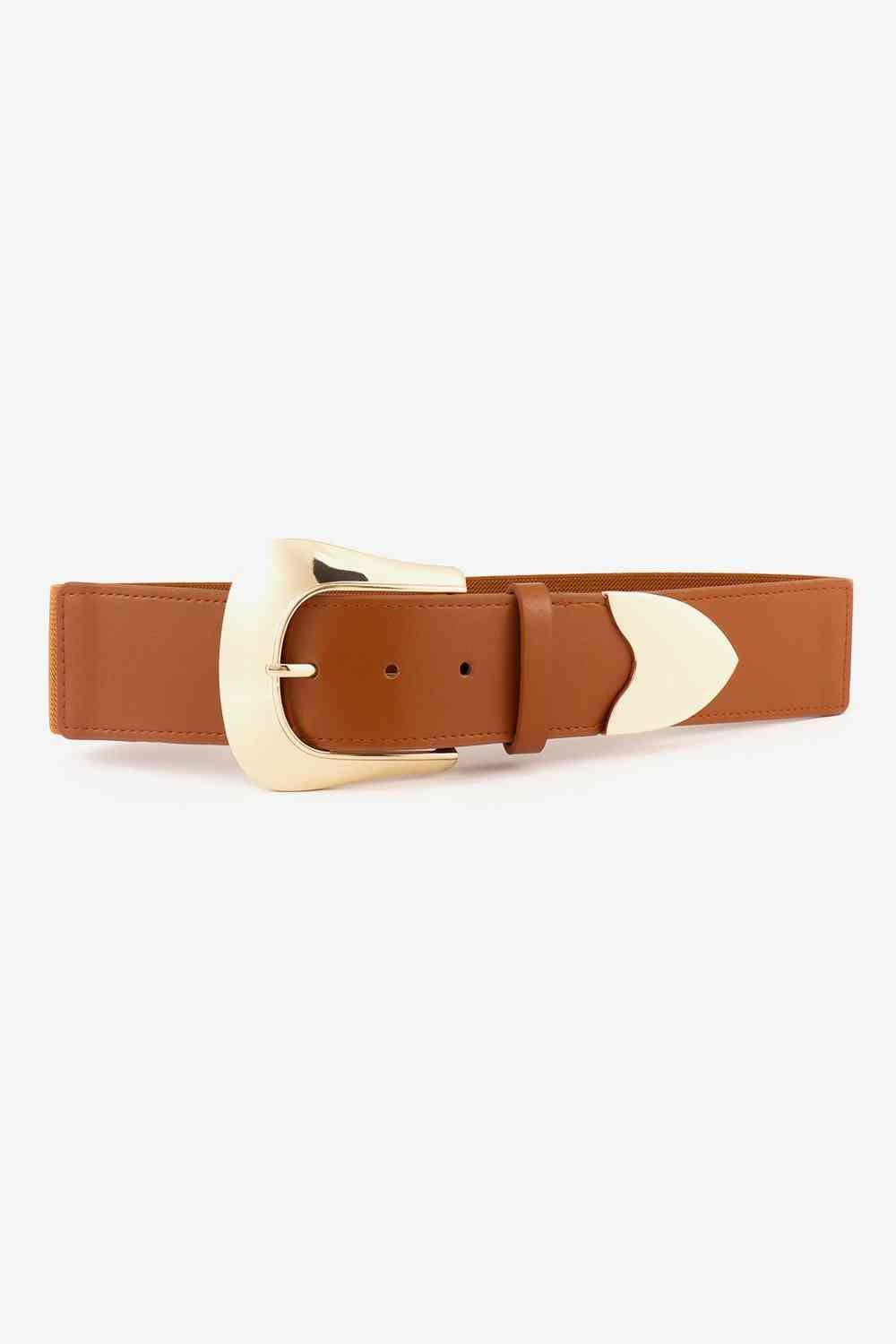 Elastic Wide Faux Leather Belt - belt - Ochre - Bella Bourget