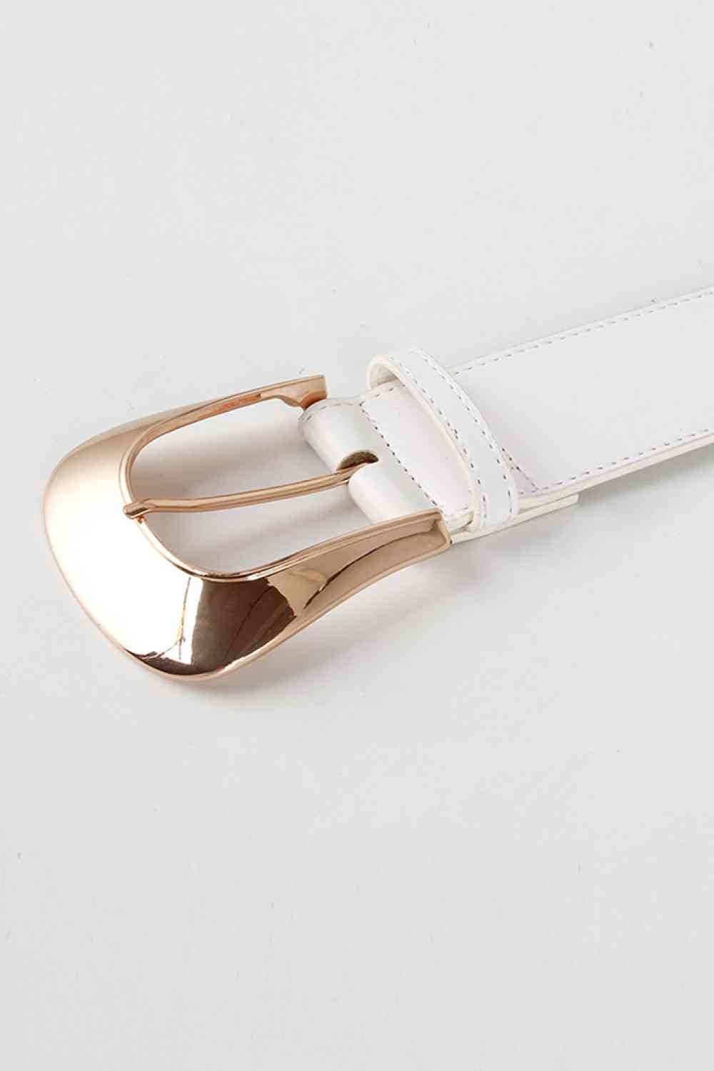 Elastic Wide Faux Leather Belt - belt - White - Bella Bourget