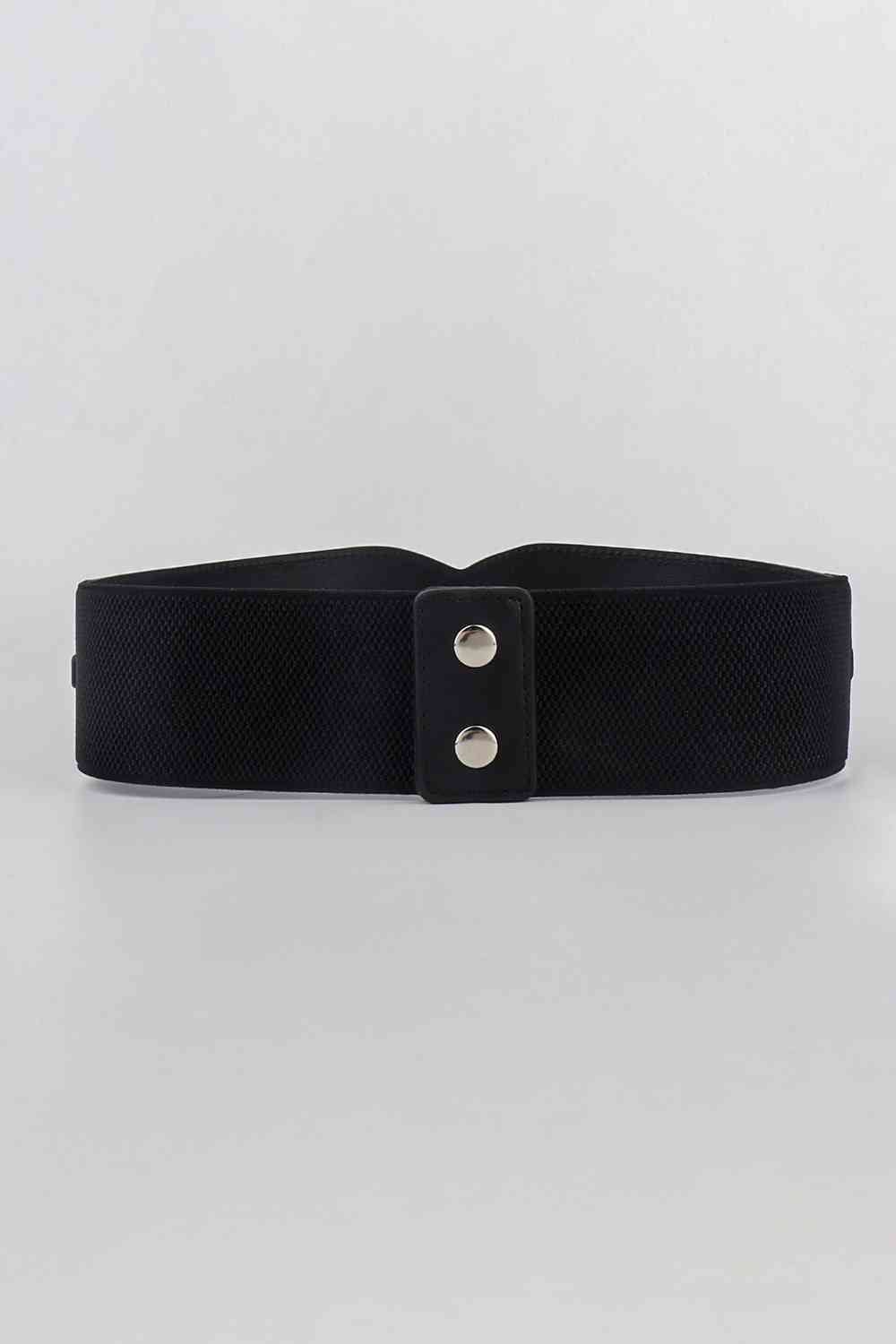 Elastic Wide Faux Leather Belt - belt - Black - Bella Bourget