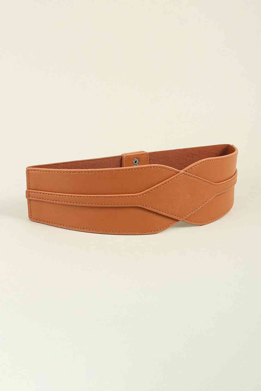 Elastic Wide Faux Leather Belt - belt - Ochre - Bella Bourget