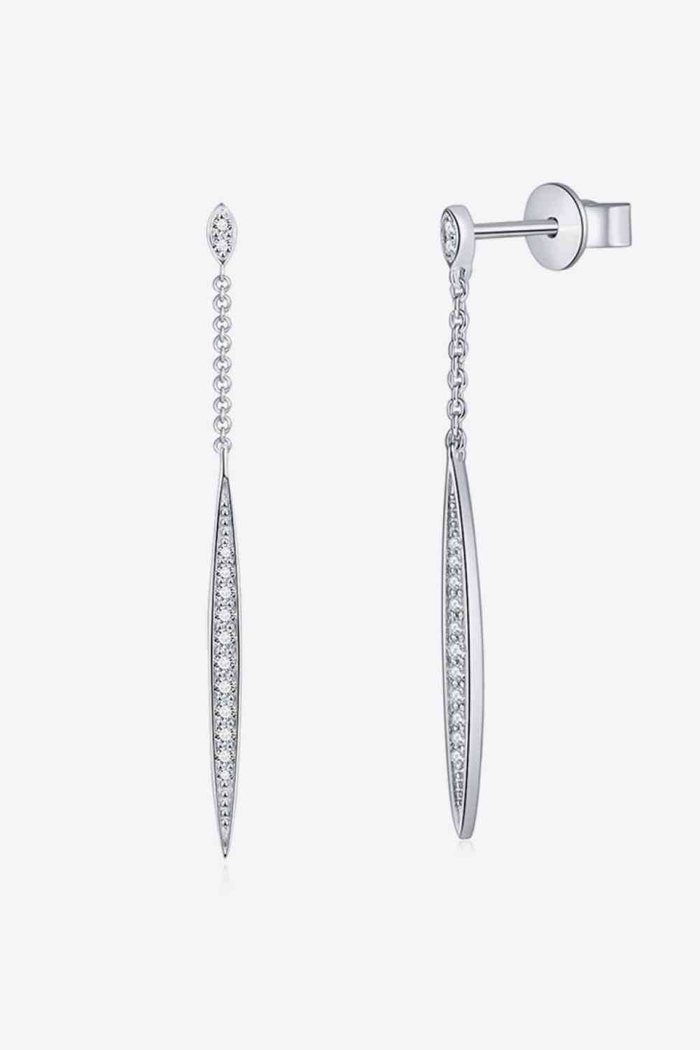 Elegant Moissanite 925 Sterling Silver Drop Earrings - Earrings - Silver - Bella Bourget