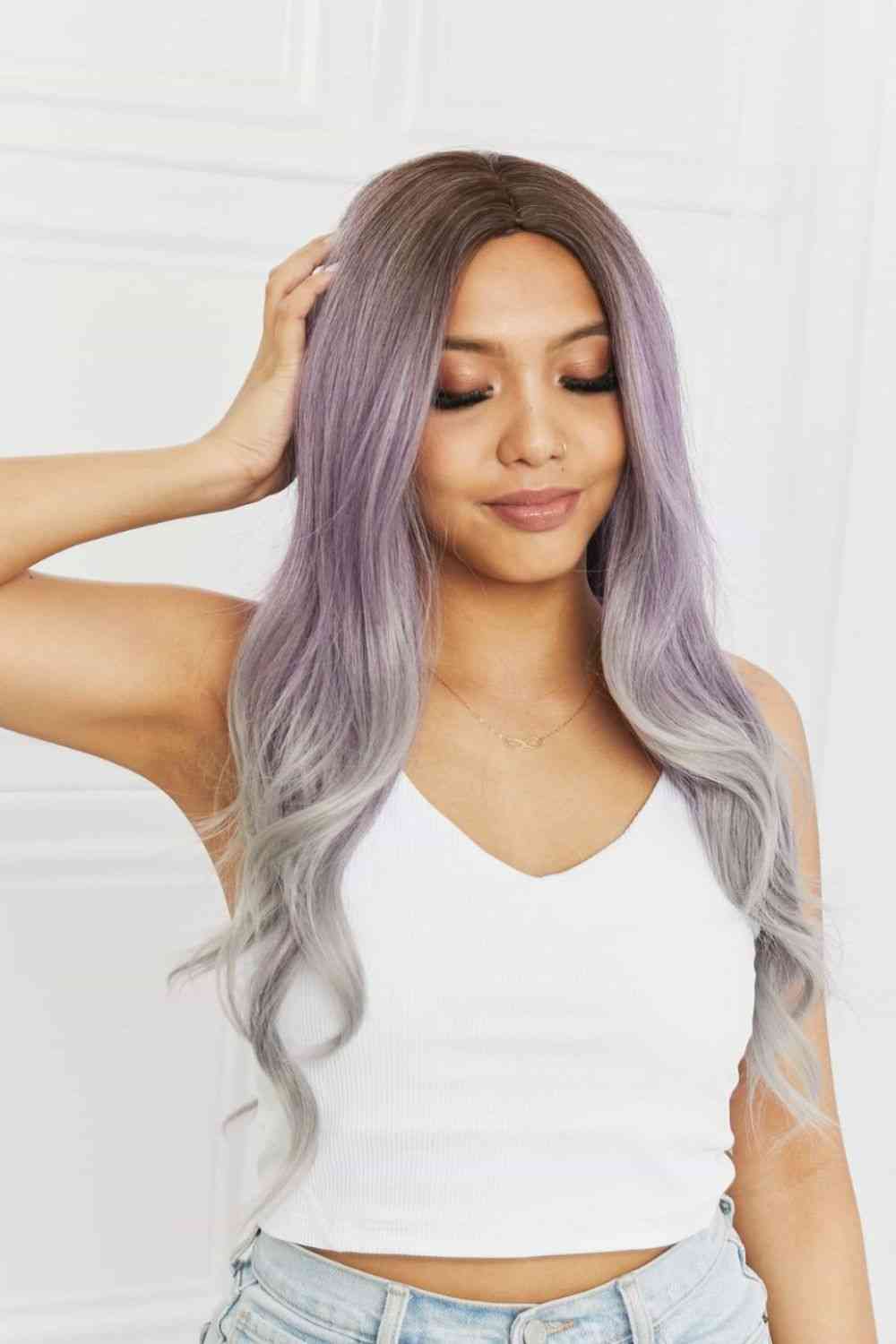 Elegant Wave Full Machine Synthetic Wigs in Purple 26'' - synthetic hair - Purple/Gray - Bella Bourget