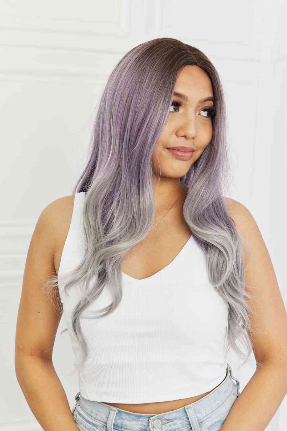 Elegant Wave Full Machine Synthetic Wigs in Purple 26'' - synthetic hair - Purple/Gray - Bella Bourget