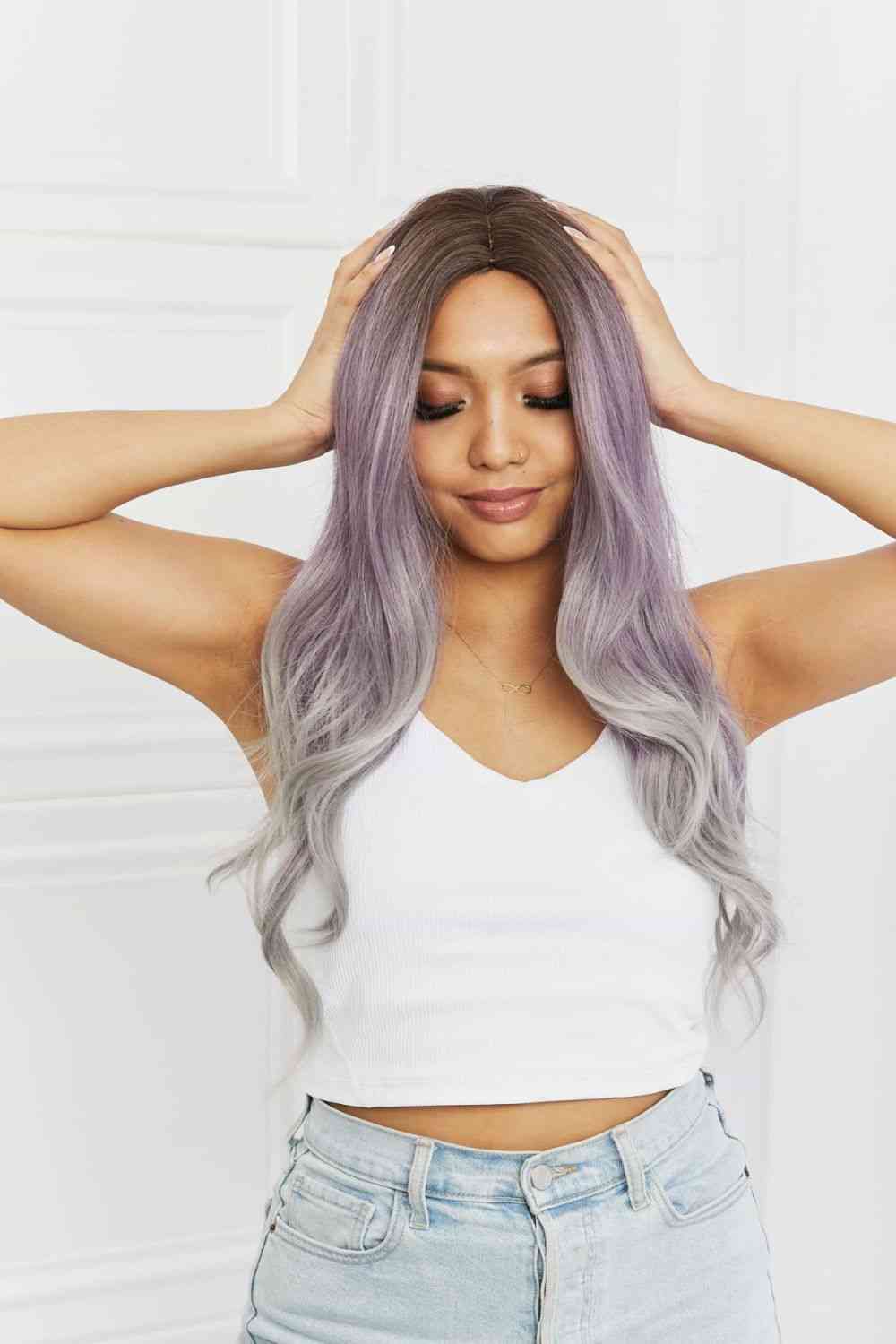 Elegant Wave Full Machine Synthetic Wigs in Purple 26'' - synthetic hair - Purple/Gray - Bella Bourget