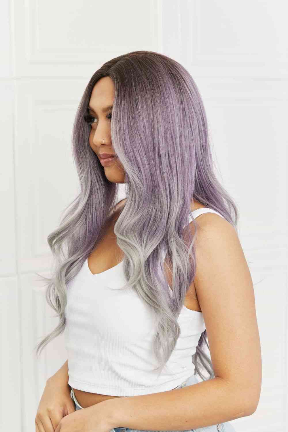 Elegant Wave Full Machine Synthetic Wigs in Purple 26'' - synthetic hair - Purple/Gray - Bella Bourget